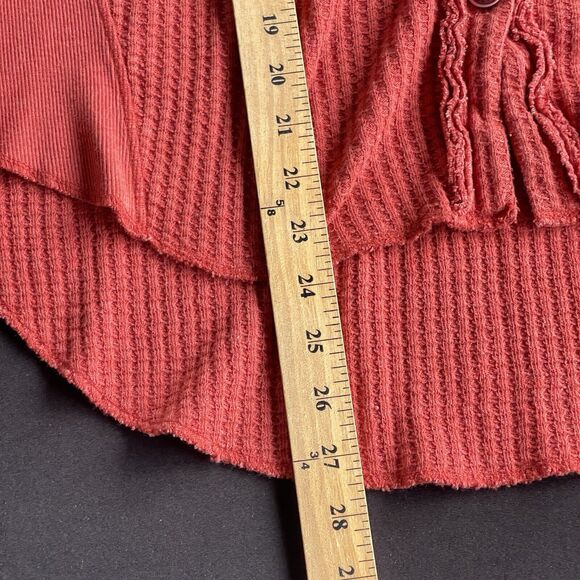 Frye and Co. Waffle Knit Top Womens Medium Button Up High Low Western - Picture 9 of 9